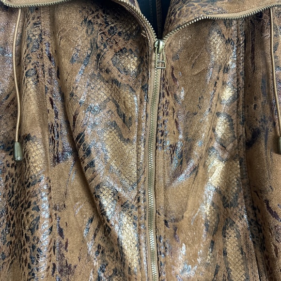 Vintage Y2K 2000s Snakeskin Leopard Print Suede Long Sleeve Jacket Women Size XL - Picture 3 of 8